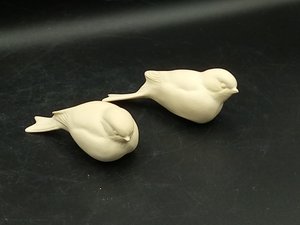 Keramik - Vögel - Spatzen sitzend - 2 Stück