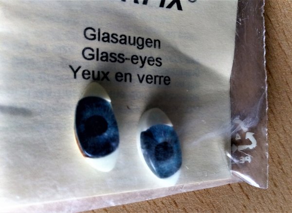 Original Glorfix Glasaugen oval 18 mm blau inkl. Beschreibung.