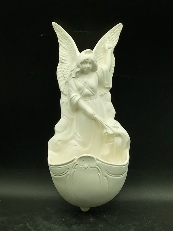 Keramik - Weihwasserkessel - Engel mit Rose