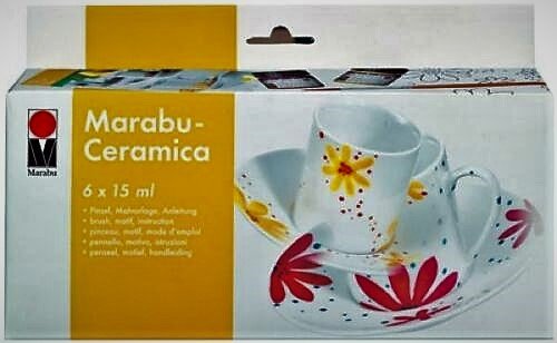 Marabu Ceramica, Keramik- & Porzellanfarbe Starter-Set - Einbrennen im Backofen (30 Min. bei 170° C)