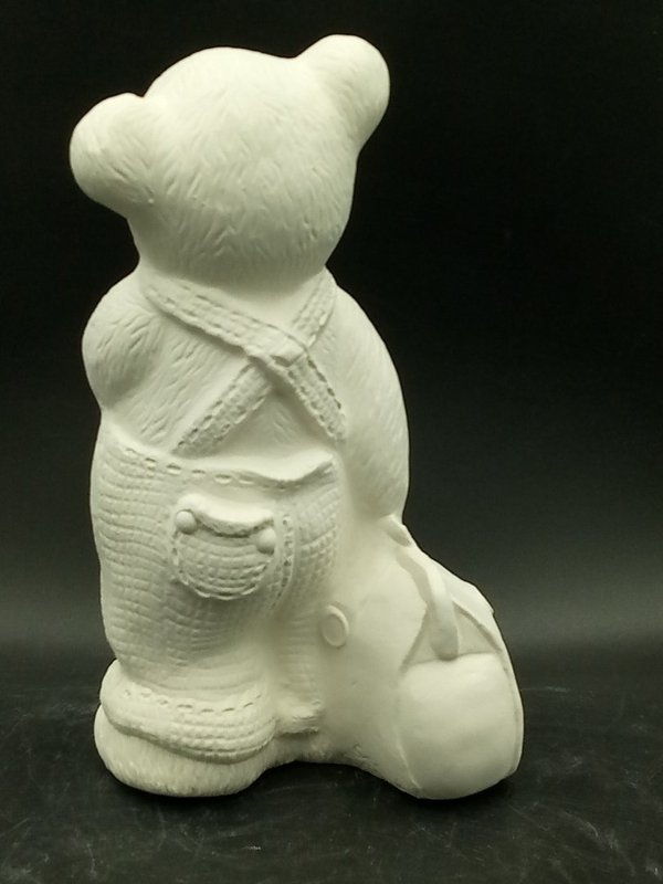 Keramik - Teddybär - weinend mit Taschentuch und  Schultasche
