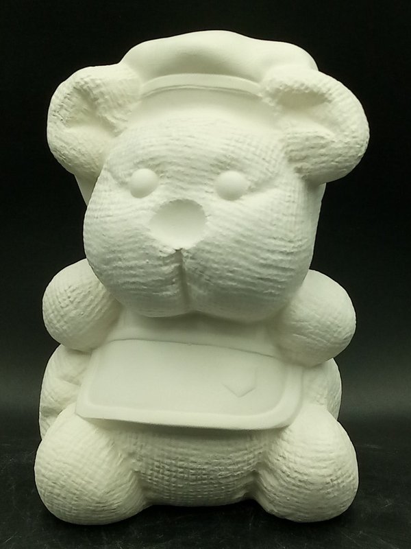 Keramik - Teddybär mit Häubchen und Schürze